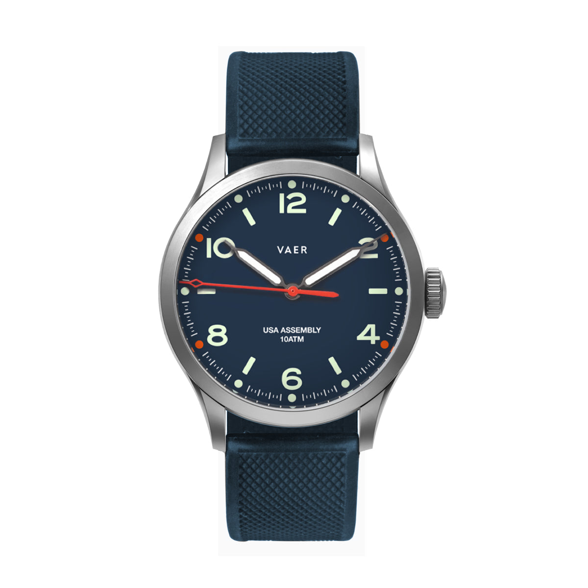 C5 Design Navy - 40mm USA Solar - Silicone Ocean Strap - Navy ($20 Value) /  Nylon - Khaki (+$0)