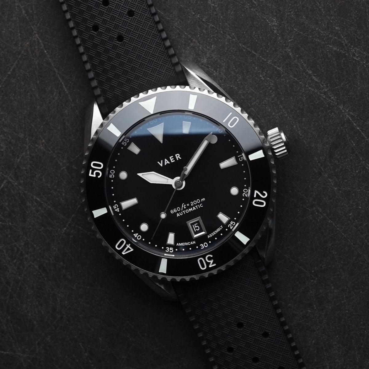 VAER | D5 USA Meridian Black 42mm Diver: 20ATM, Sapphire Glass 