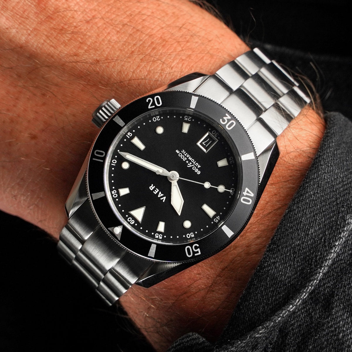 VAER DS5 Meridian Diver Black 20ATM Automatic Sapphire Glass