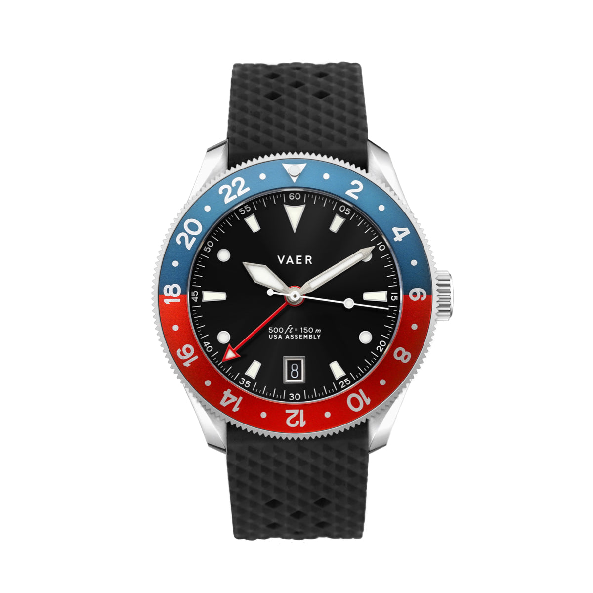 G2 Meridian 39mm USA GMT Men s Automatic and Quartz Watches Rated to 10 or 20 ATM Guaranteed Waterproof Warranty Vaer Watches