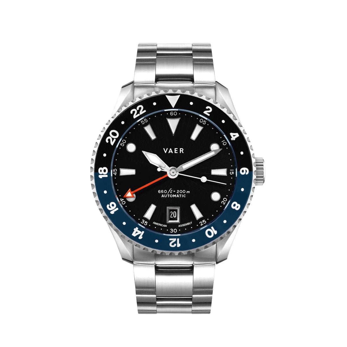 VAER G5 Meridian True Navy Black GMT 20ATM Sapphire Glass USA