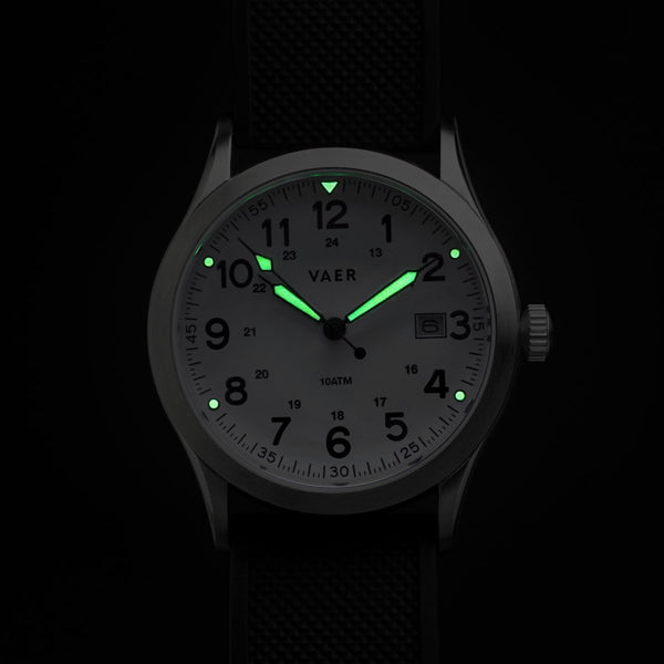 VAER | S3 Field White: 10ATM, Sapphire Glass, 2x Straps